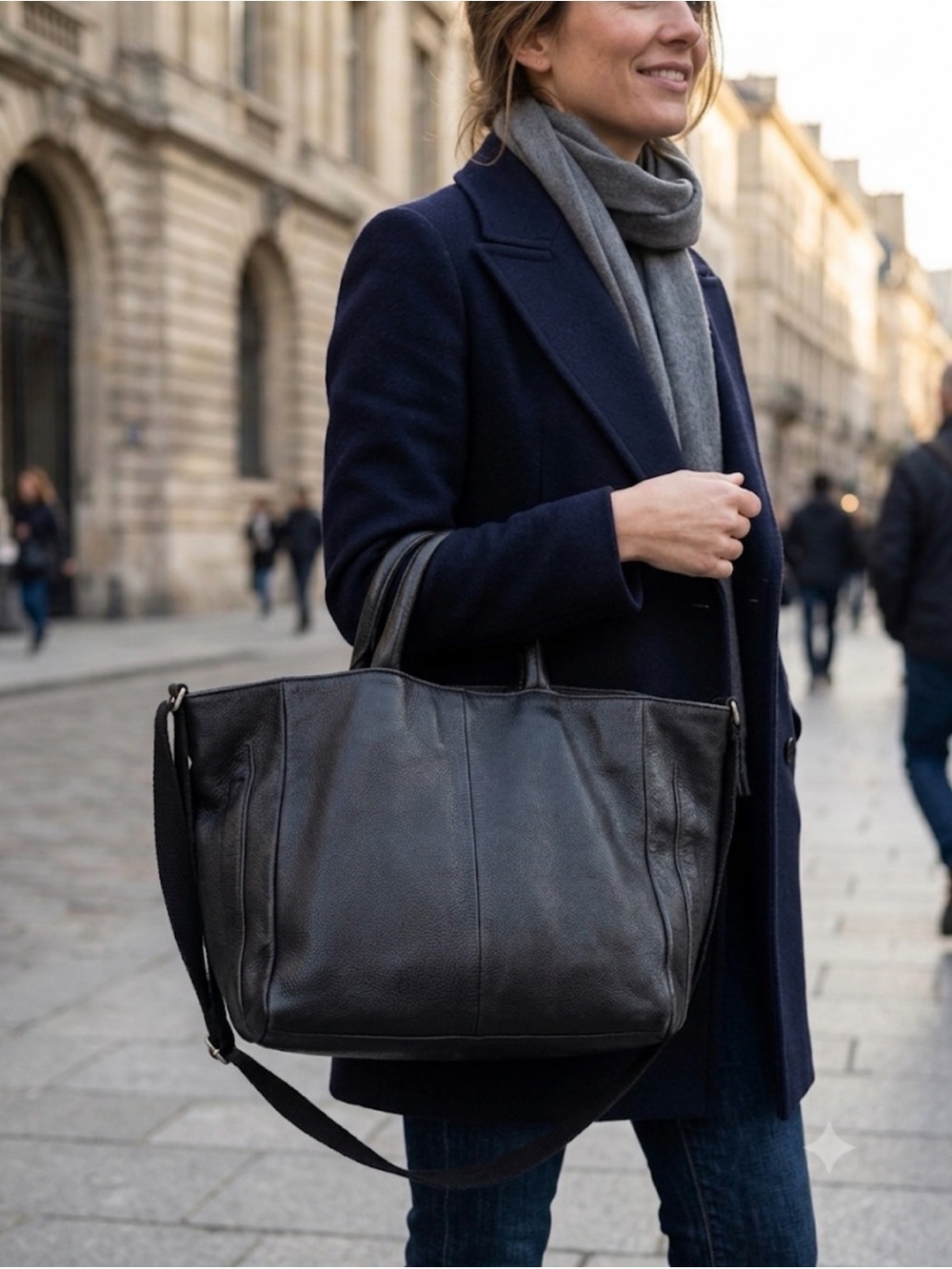 Free People Black Leather Tote distressed crossbody bag
